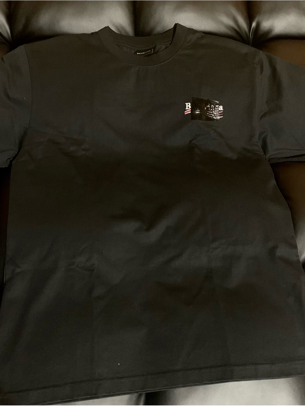 Balenciaga Black Short-Sleeve Crewneck Tee with Subtle Chest Print